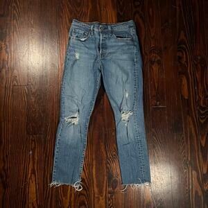Levi's W27 Y2K Skinny Jeans Blue High Rise Distressed 501